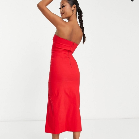 Vesper ASOS Petite bandeau midi  dress slit - Picture 2 of 5